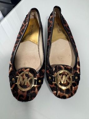Michael Kors Leopard Print Logo Ballet Flats
